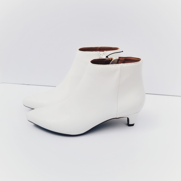 white ankle boots kitten heel